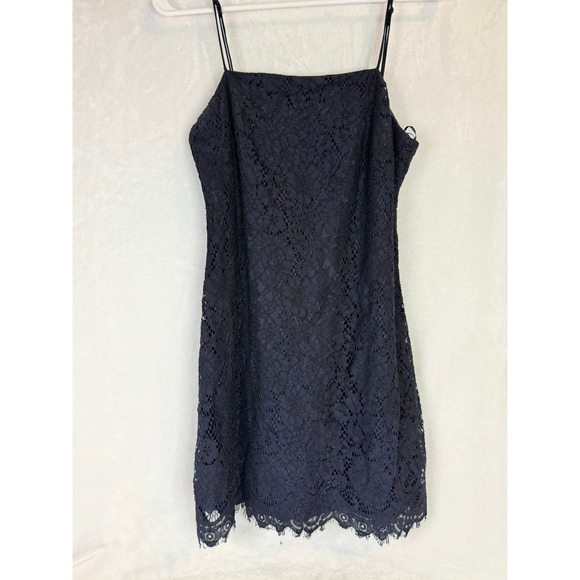 Blue Rain Dresses & Skirts - Blue Rain Navy Lace Slip Dress Small Spaghetti Strap Lined Mini Shift Boho